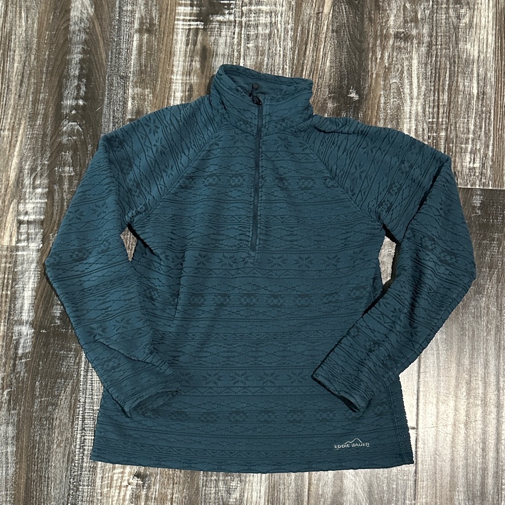 Eddie Bauer Teal Half-Zip Sweater